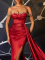 E472 Red Dress with Gold Neckline